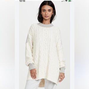 Free People Womens Olympia Cable Knit Oversized Pullover Sweater